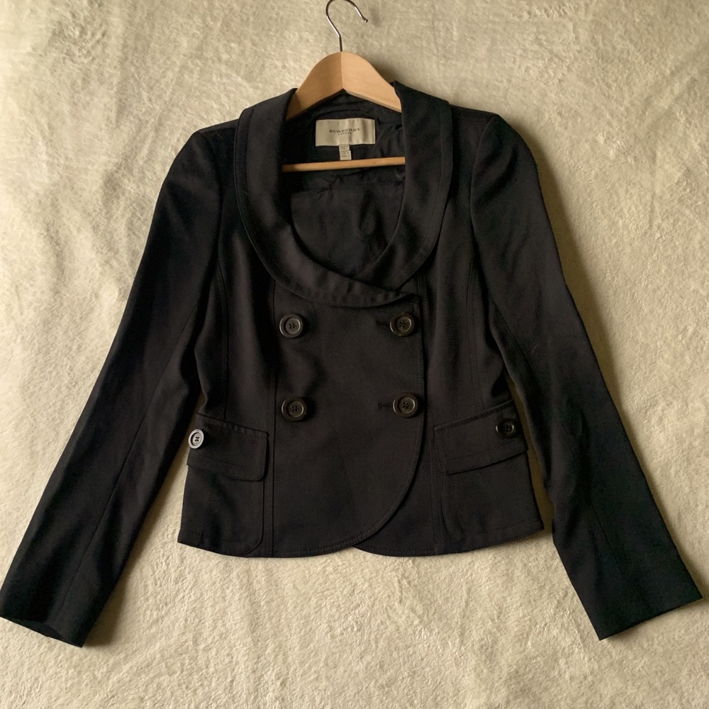 Sweet Burberry of London Black Wool Blazer in excellent condition. Size 2.